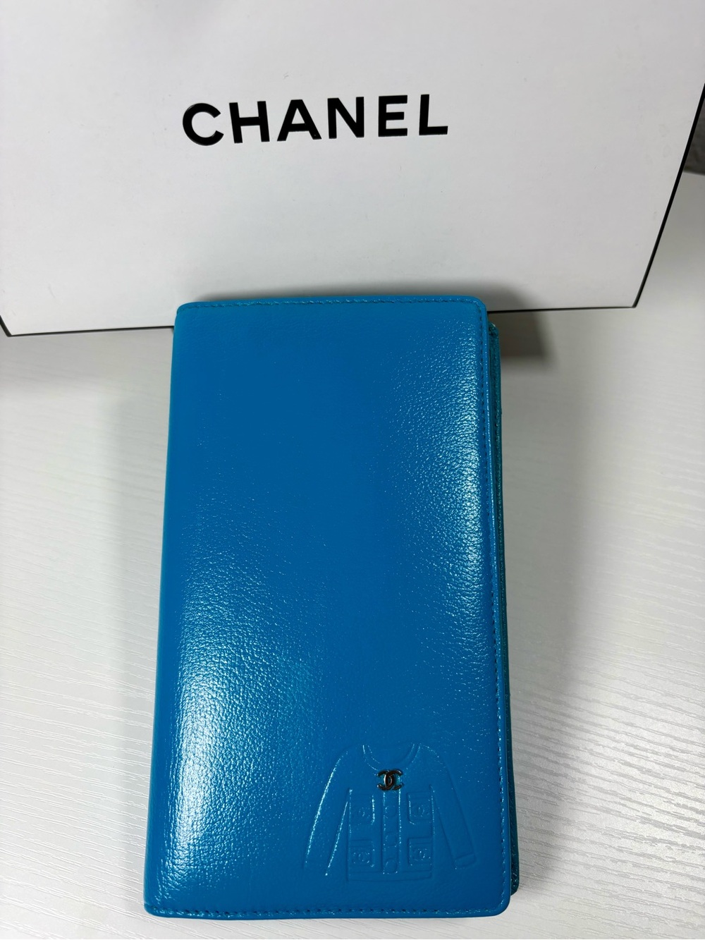 Chanel Jacket Embossed Leather Long Wallet